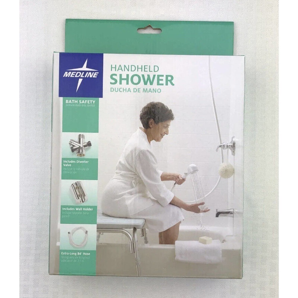 MEDLINE Handheld Shower Wand White with Extra-Long 84” Hose
